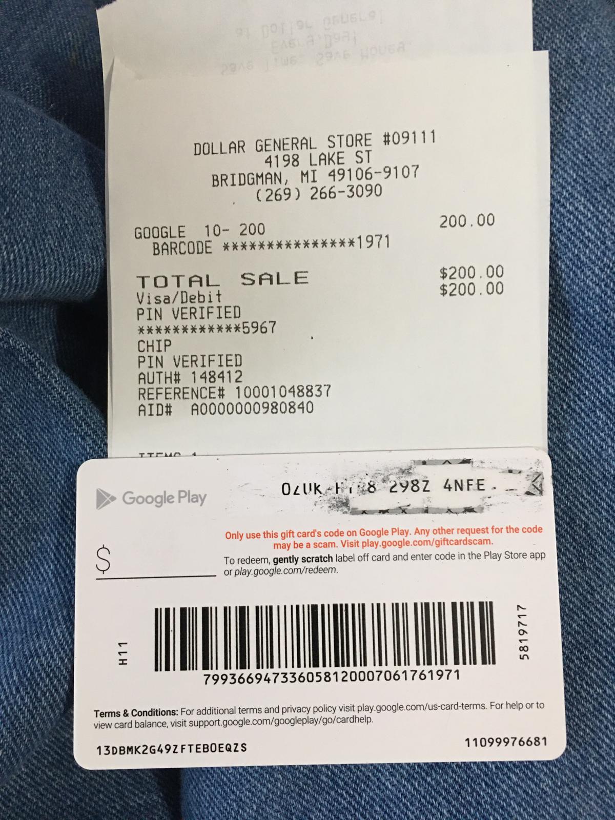 Google Play Card Pin