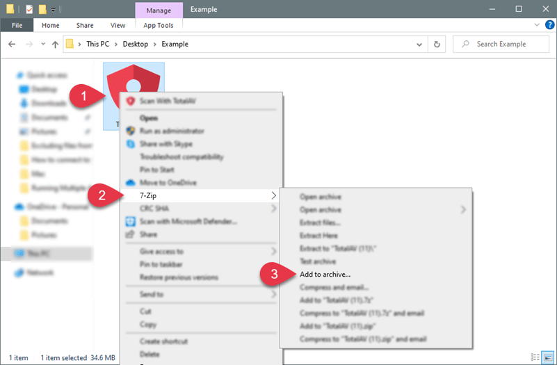 How to compress (Zip) a file for Analysis TotalAV