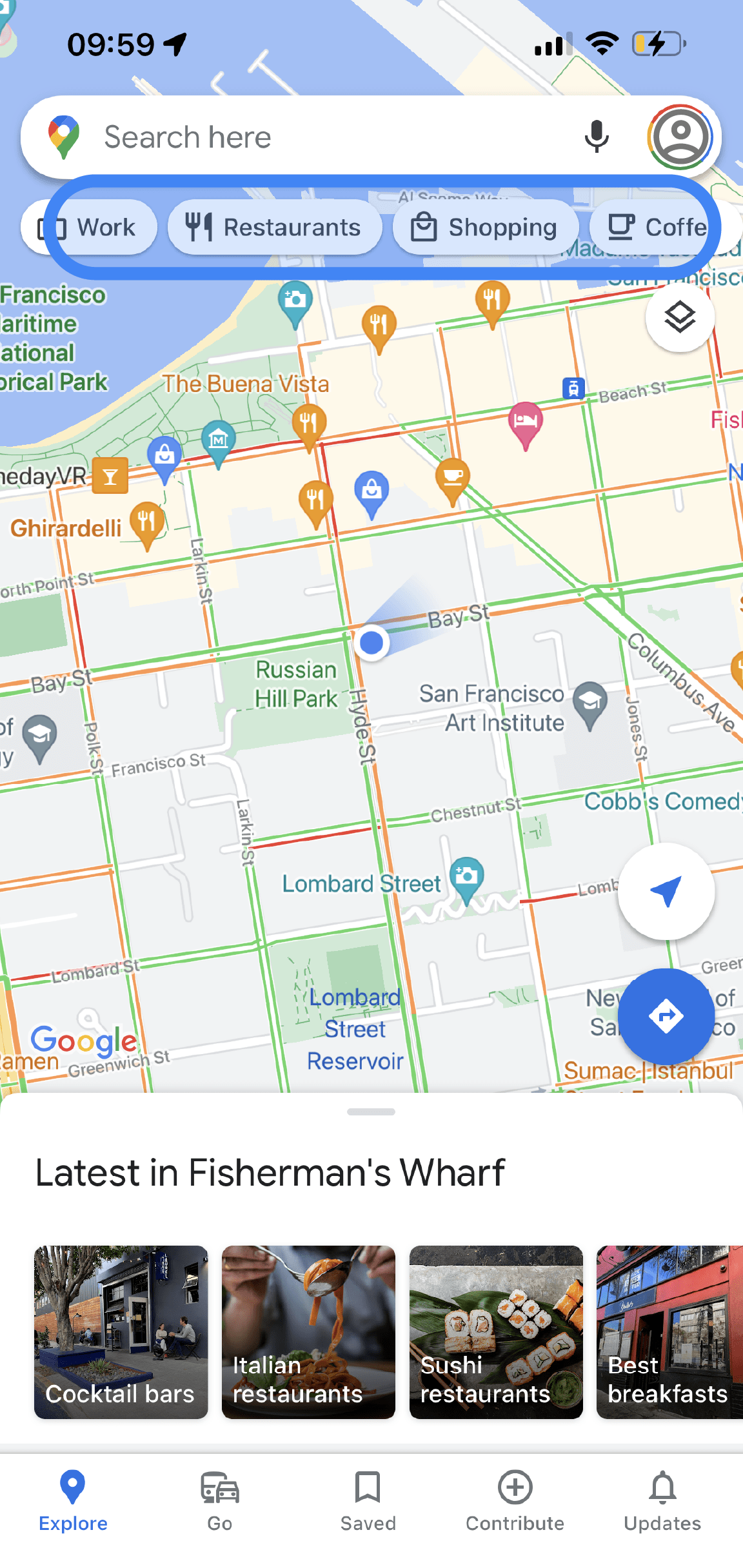 Search for nearby places & explore the area iPhone & iPad Google