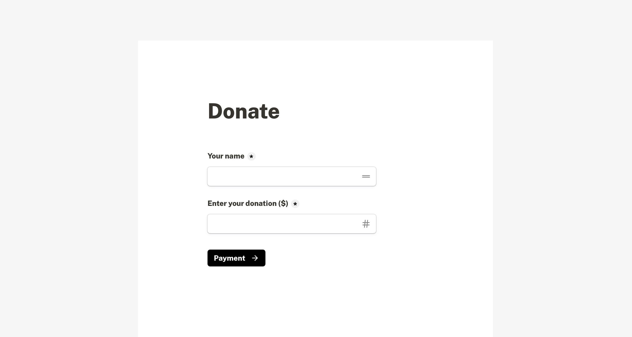 Donation form (embed) Tally form template