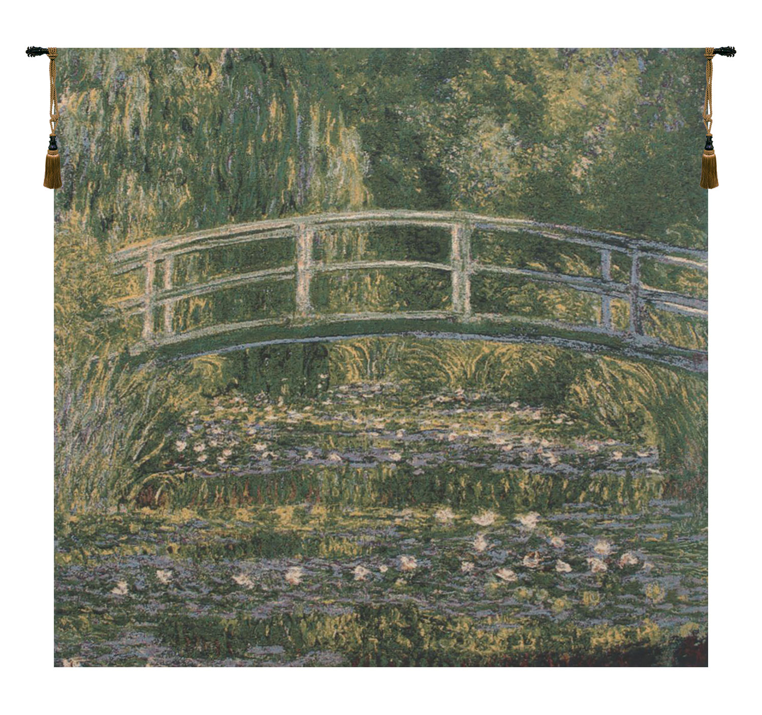 Bridge At Giverny By Belgian Tapestry Wall Hanging 39 in. x 39 in. Cotton by Claude