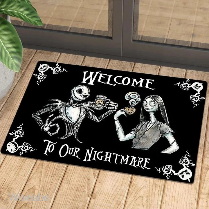 Jack Skellington And Sally To Our Nightmare Halloween Doormat , Halloween Front Door