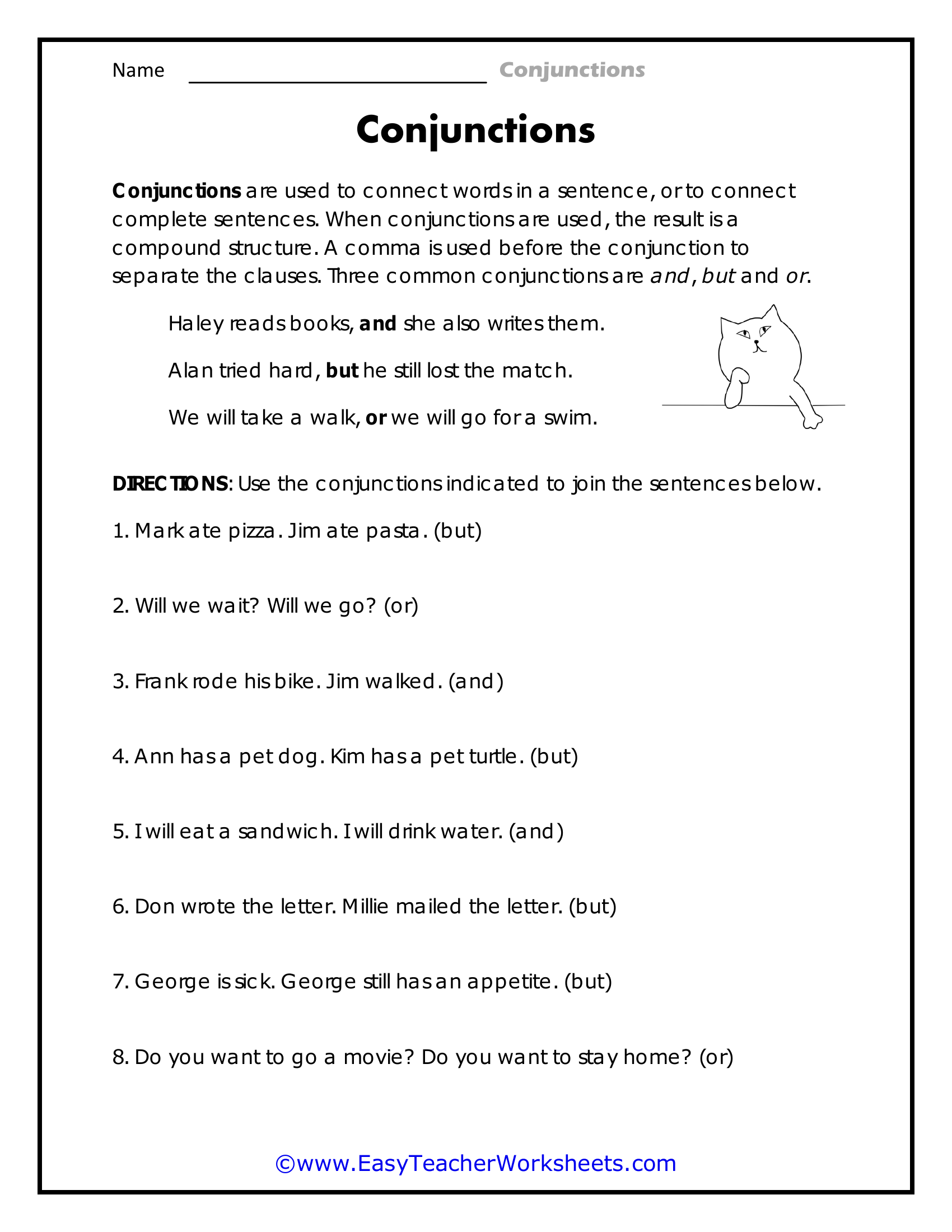 Join the Sentences Worksheet Zone