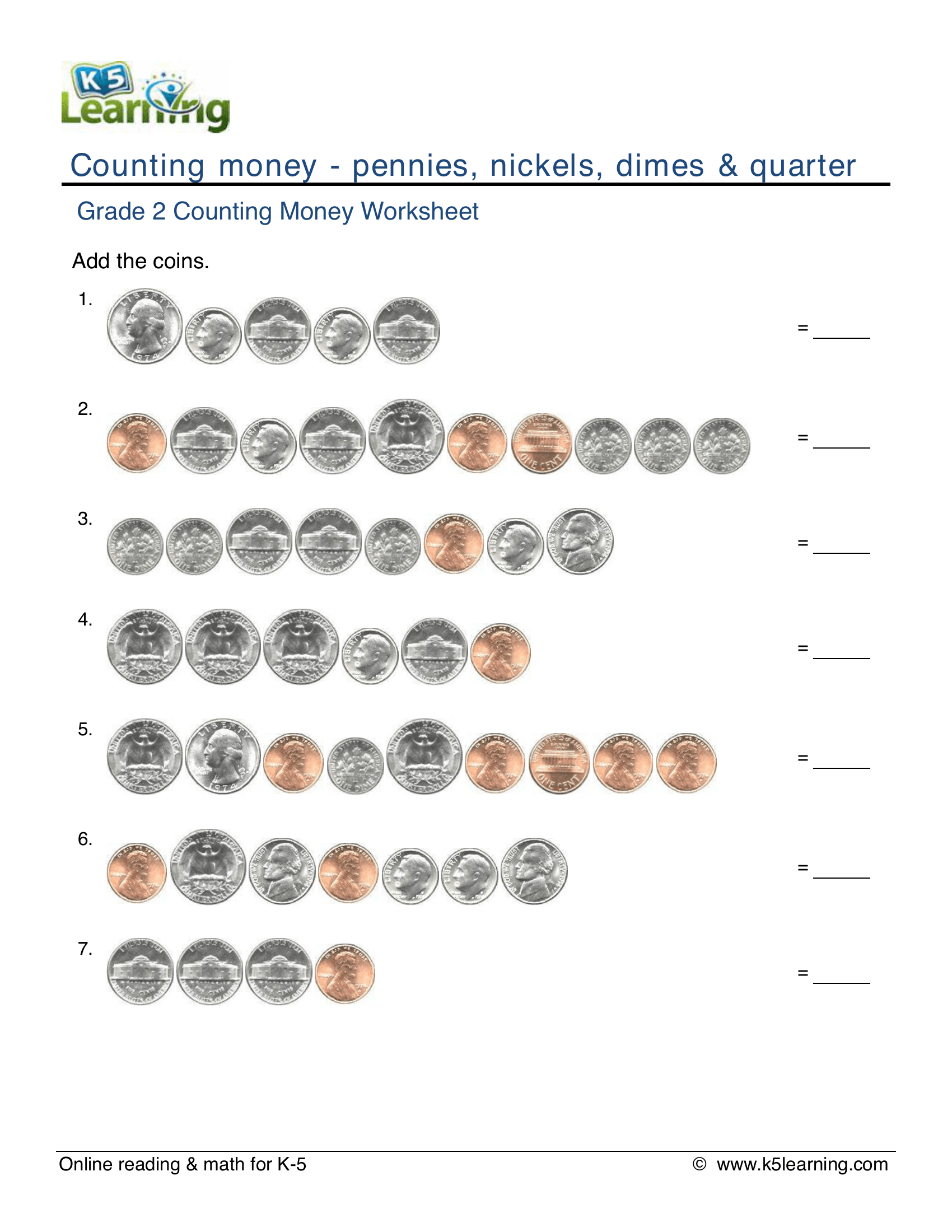 Count the coins and write the value | Worksheet Zone