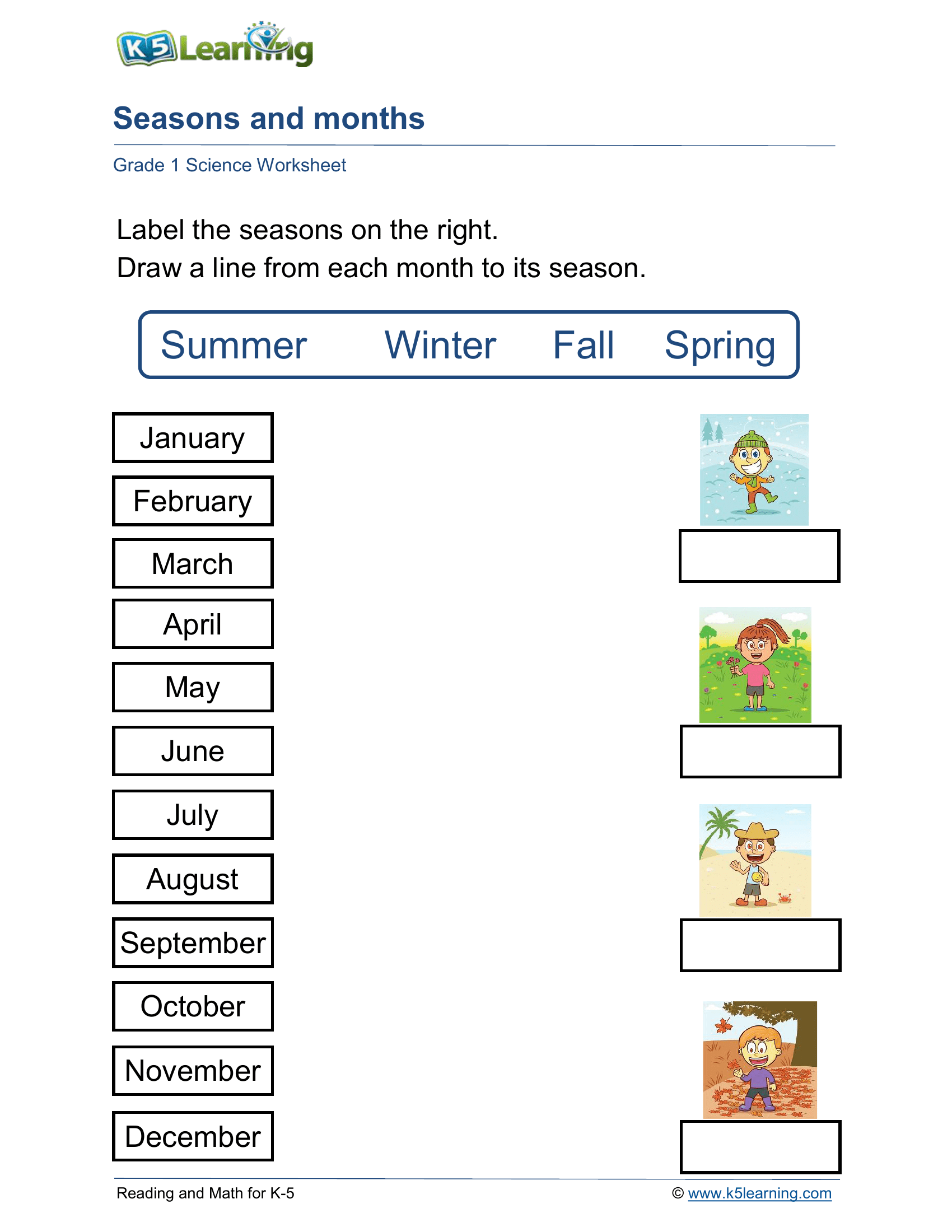 Seasons and their months Worksheet Zone