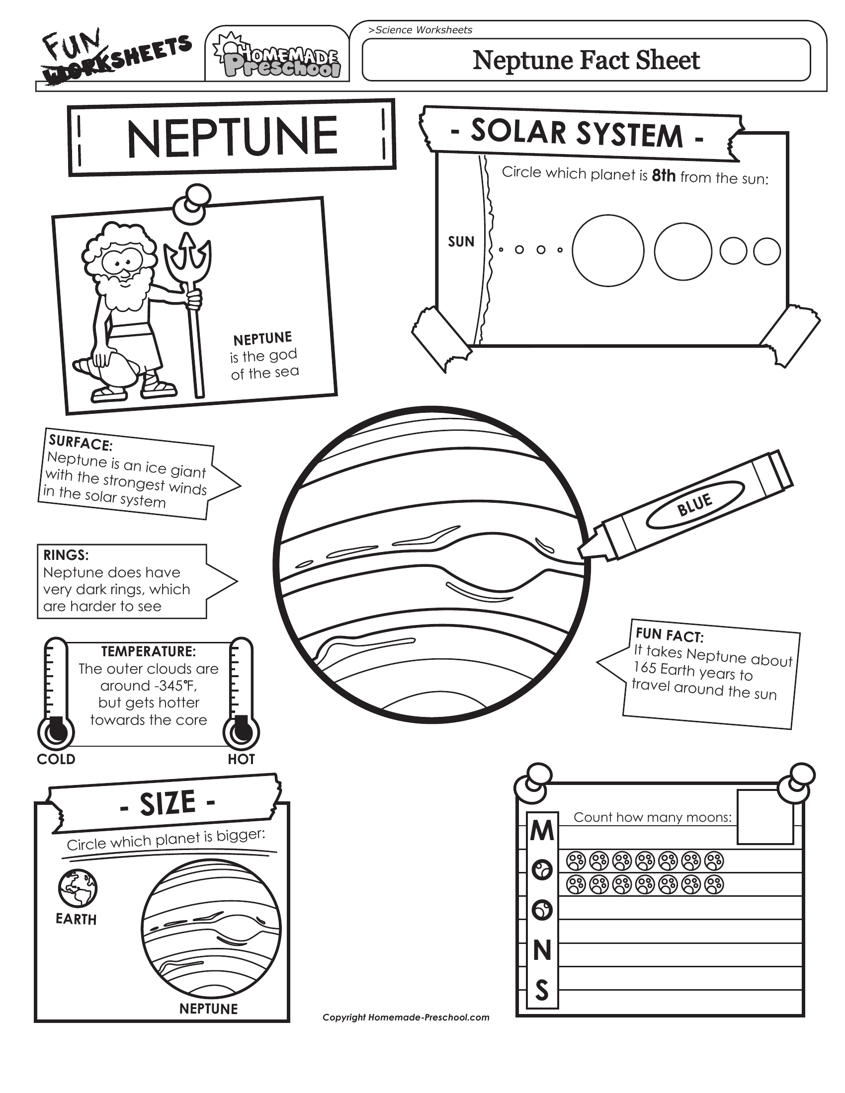 Neptune face worksheet Worksheet Zone