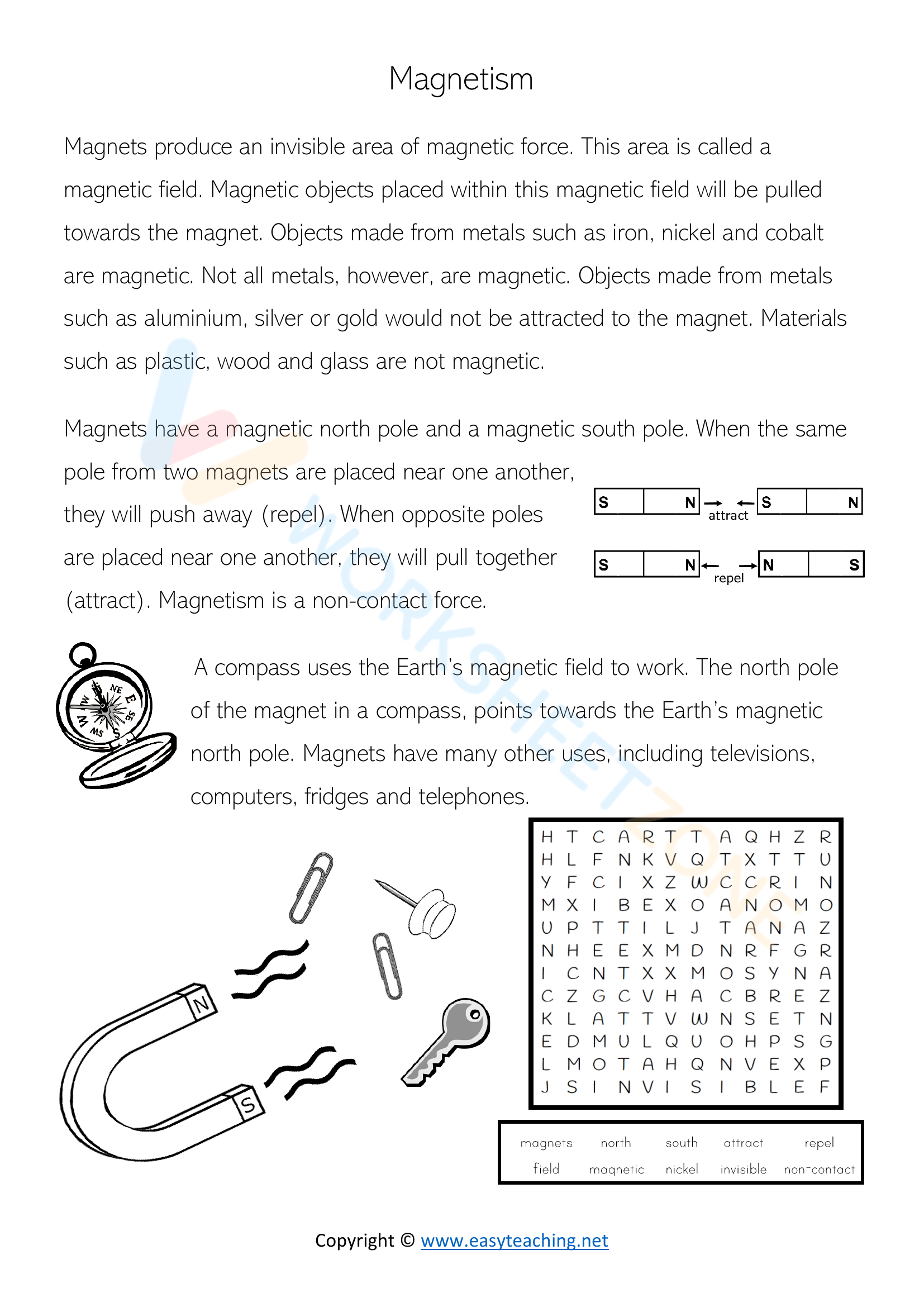Magnetism Reading Sheet | Worksheet Zone