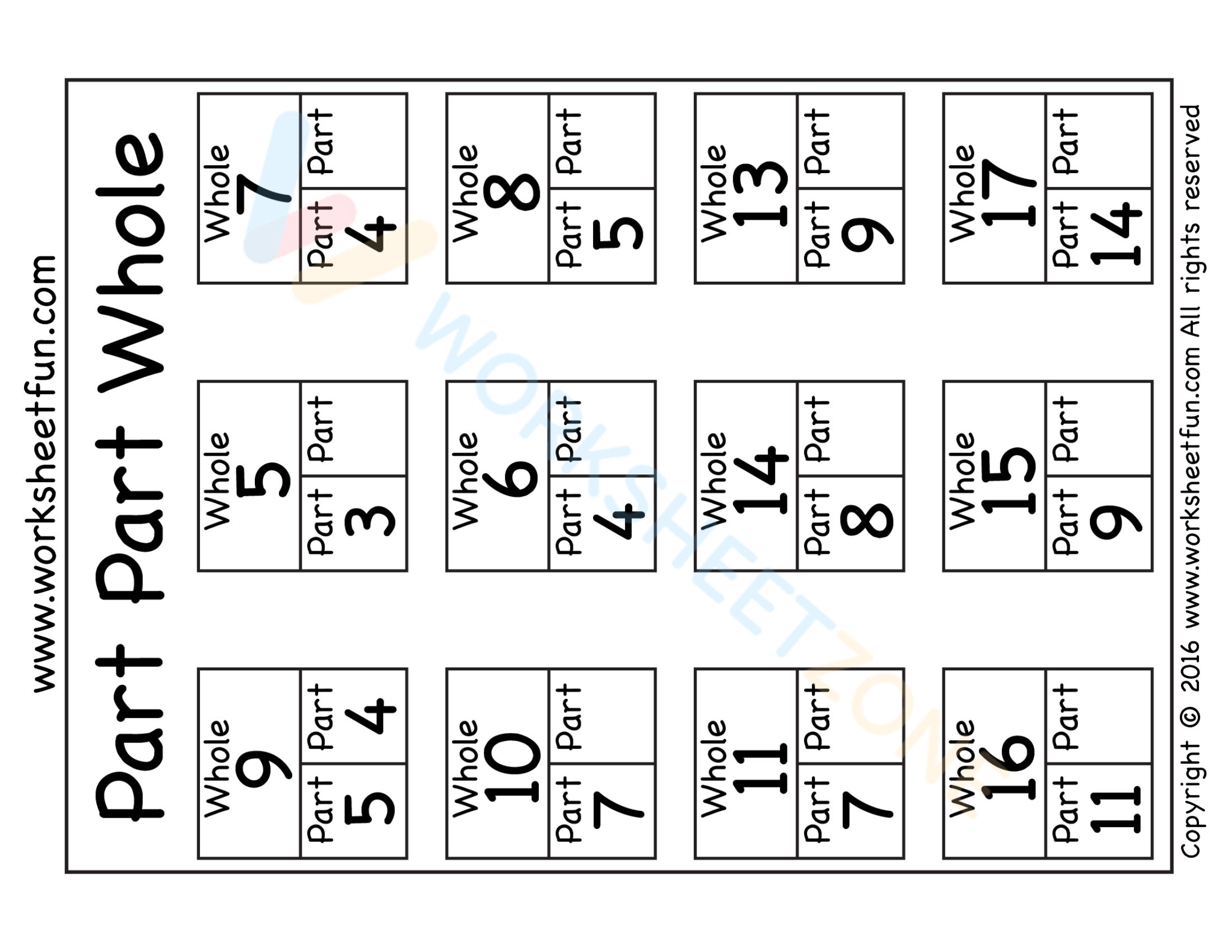 Part Part Whole 4 Worksheet Zone