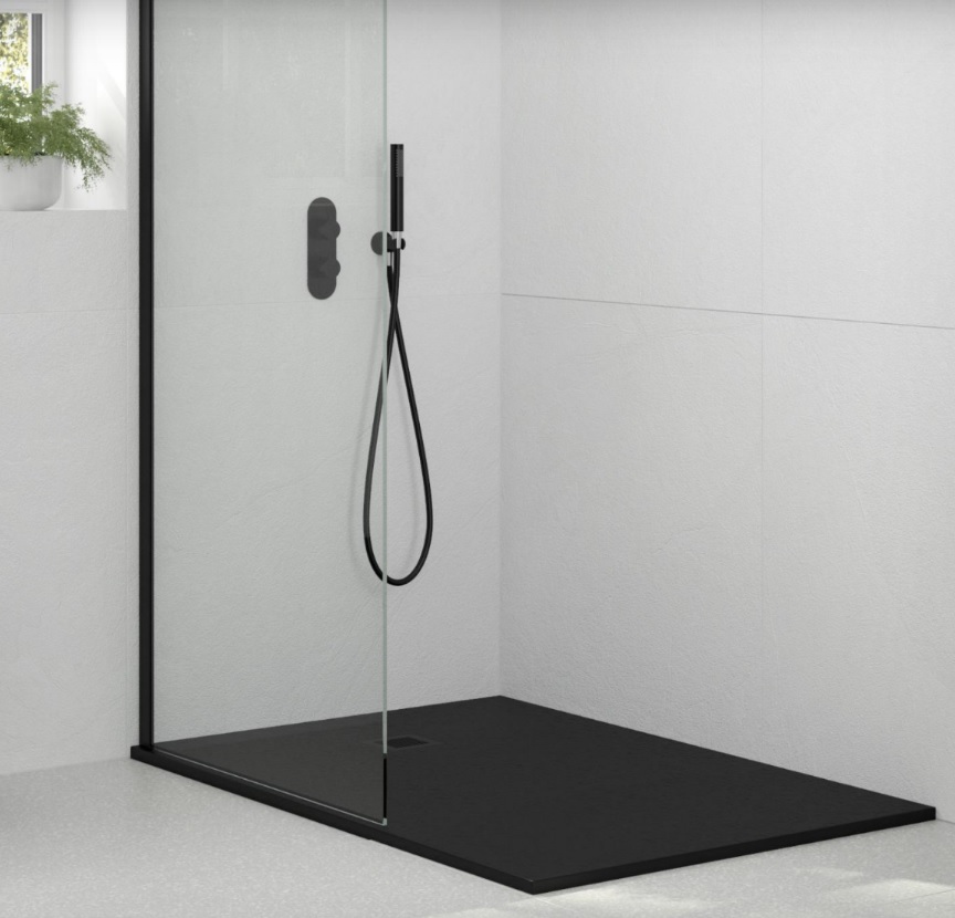 Slate Black Rectangular Shower Tray & Waste Get My Taps