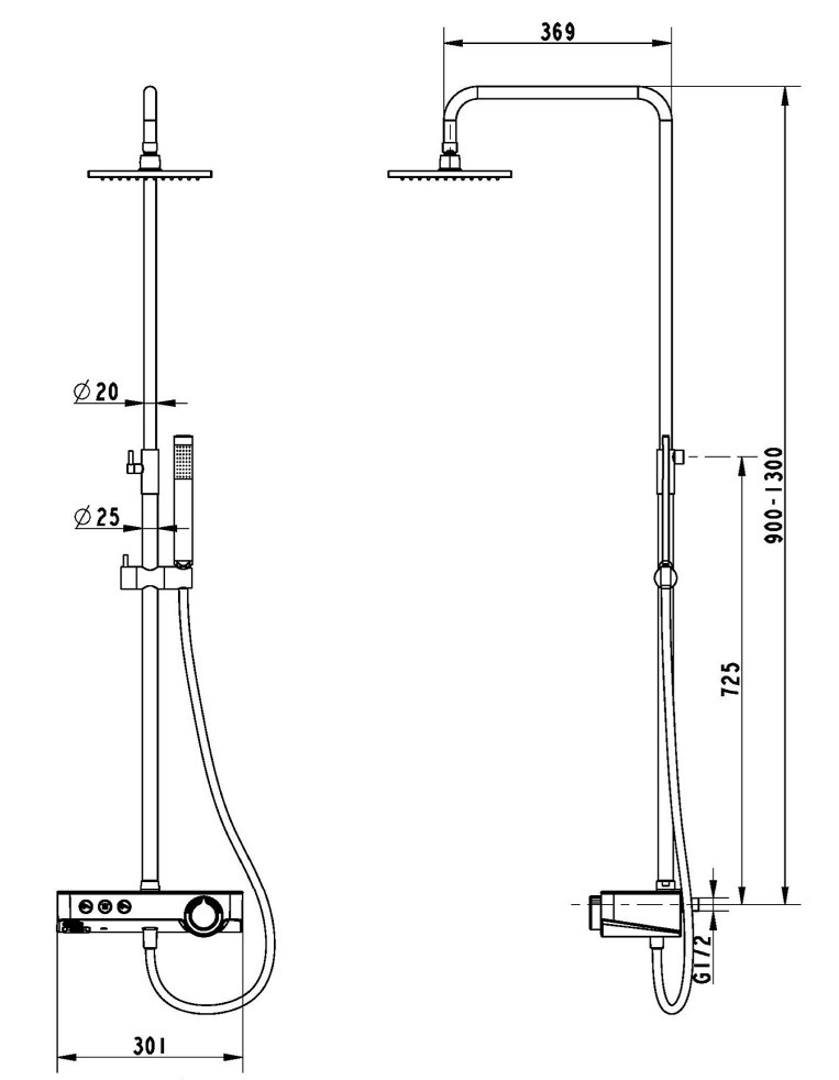 Thermostatic Shower Pole with Shower Shelf Chrome Get My Taps