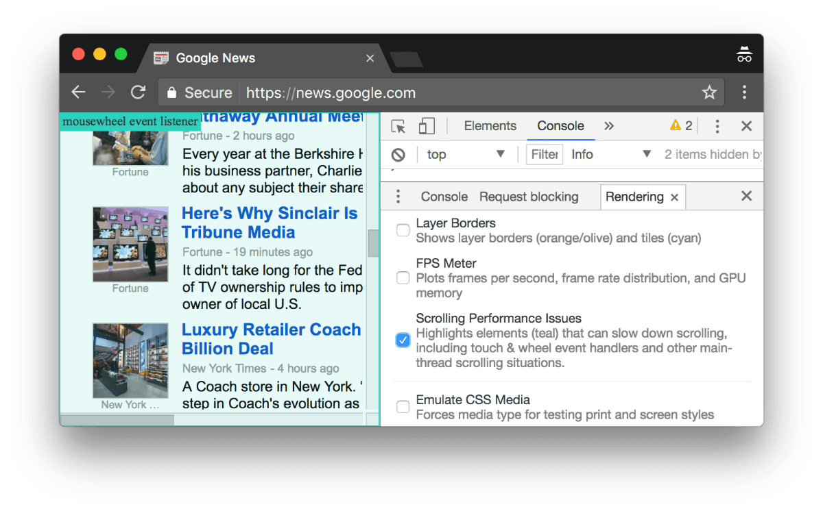 Chrome DevTools の Rendering タブを使ってみよう