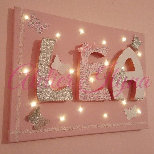 Toile 3d lumineuse prénom léa 3 lettres *livraison offerte