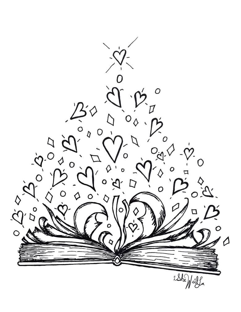 Book Lover printable coloring page Isheweilla's Kofi Shop Kofi ️