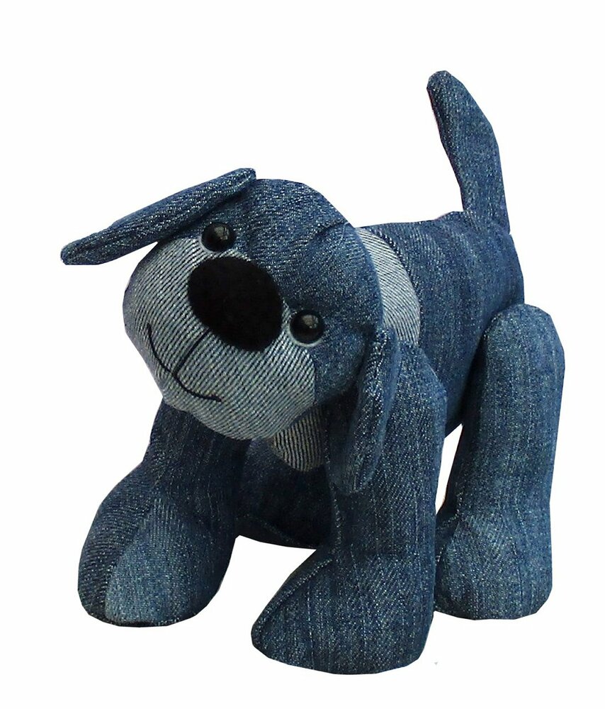 Denim soft toy dog sewing pattern. Recycle favourite denims