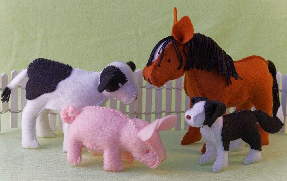 Felt Farm Animal Set, Patterns and Instructions