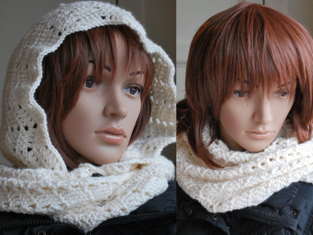 Loop mit anknöpfbarer Kapuze Häkelanleitung auch für Anfänger