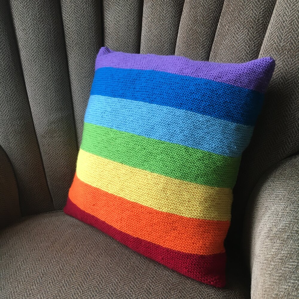 Rainbow Pillow Cover PDF knitting pattern