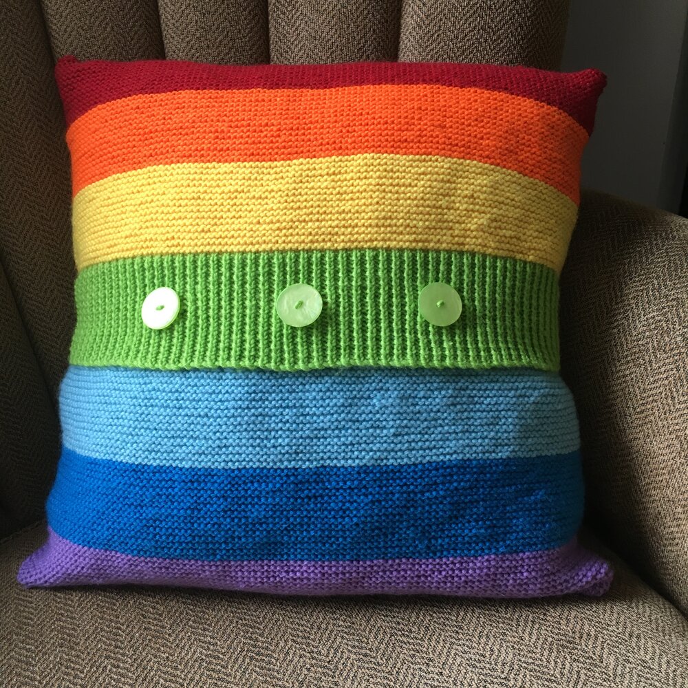 Rainbow Pillow Cover PDF knitting pattern