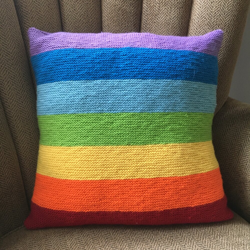 Rainbow Pillow Cover PDF knitting pattern