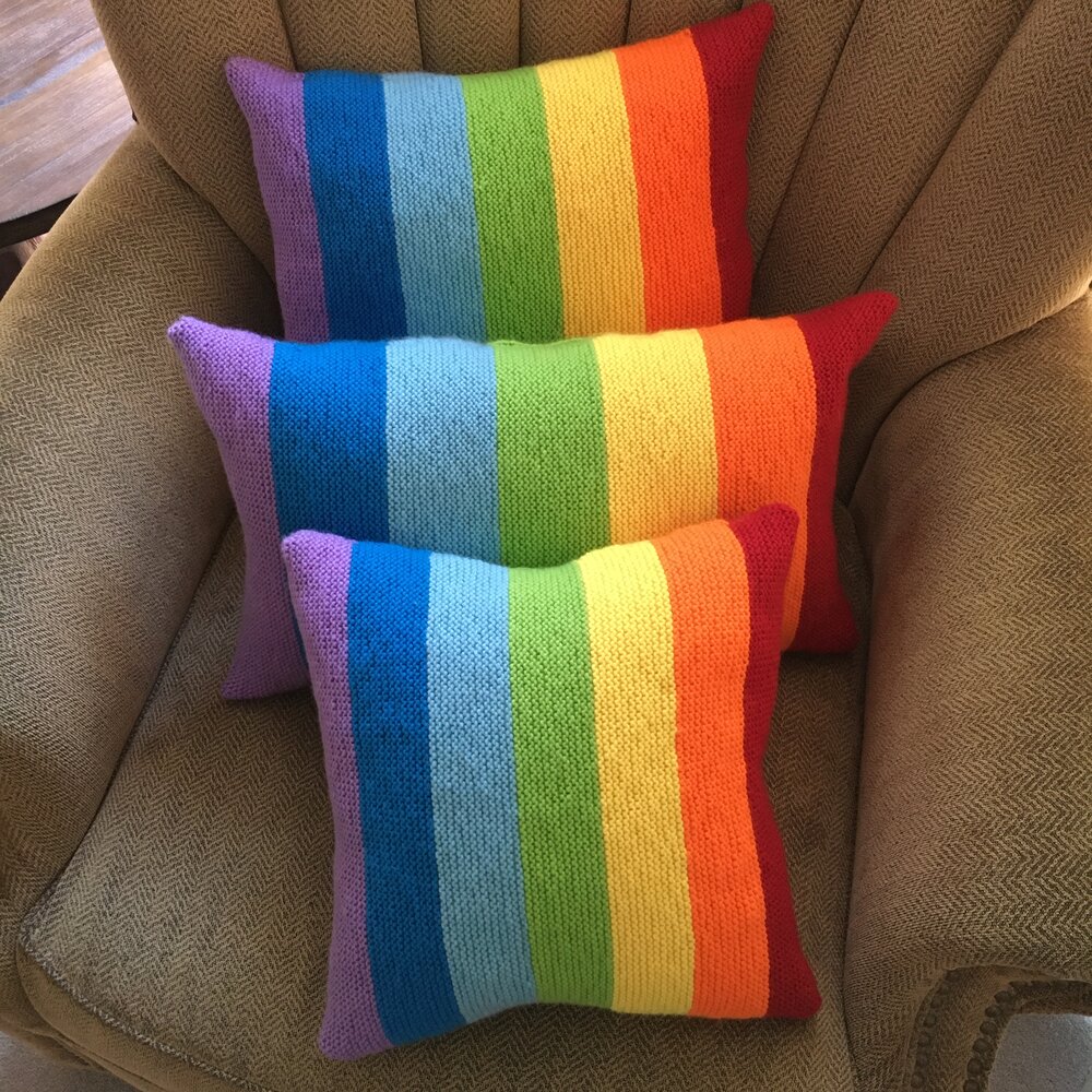 Rainbow Pillow Cover PDF knitting pattern