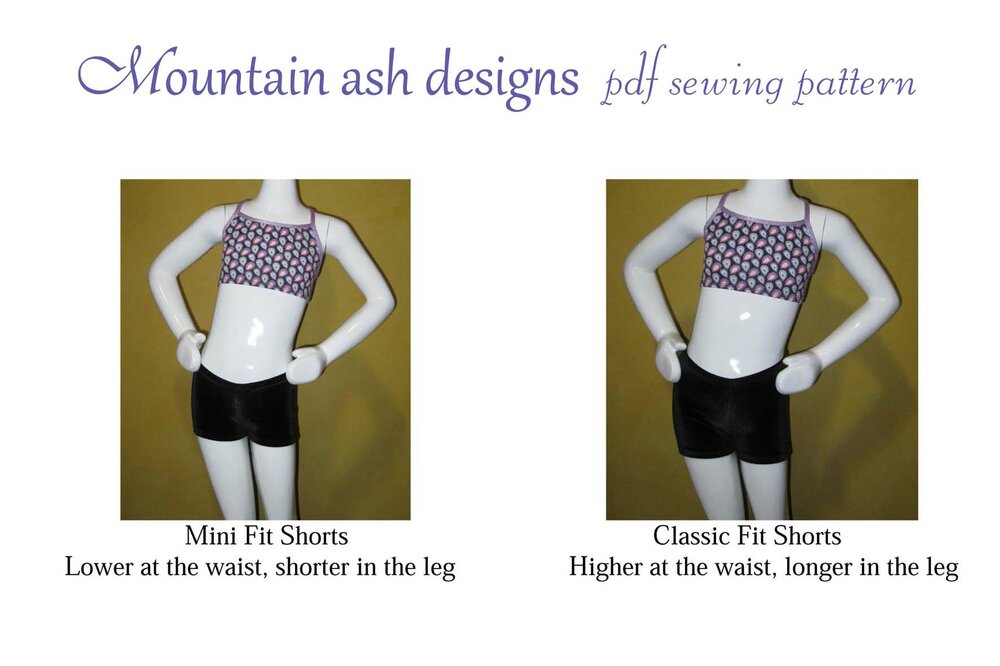 Gymnastics Dance Shorts 1 Sewing Pattern in Girls Sizes 214