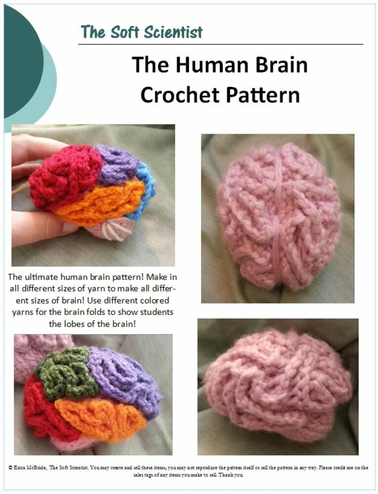 Human Brain Model Amigurumi Crochet Pattern + Tutorial Beginner Friendly