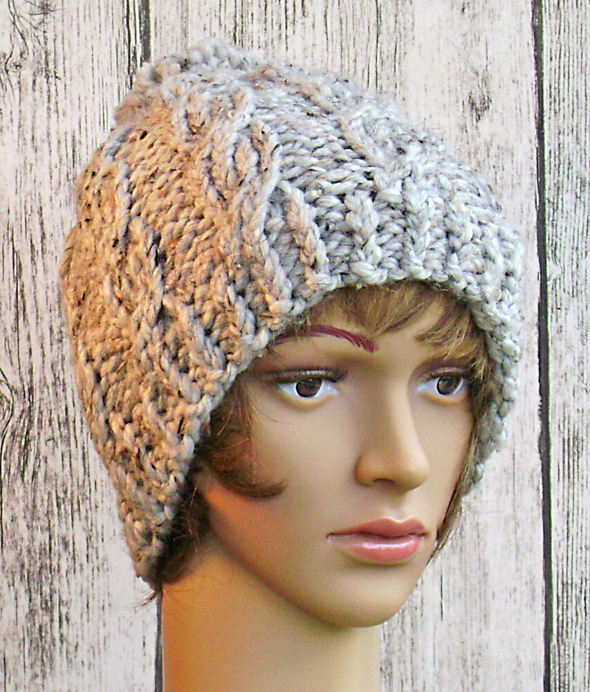 Twisted Cables Knit Pattern Women's Hat