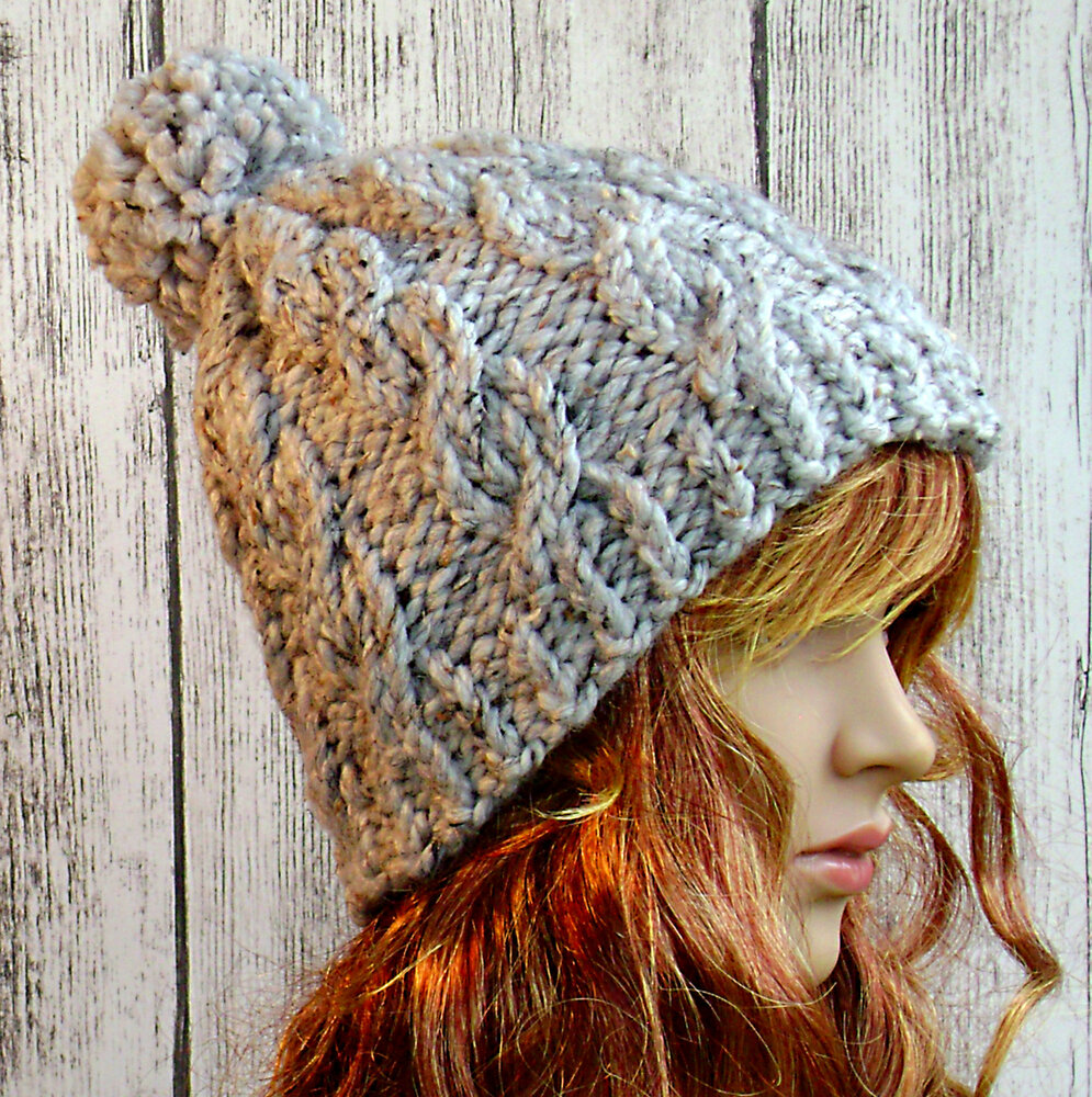 Twisted Cables Knit Pattern Women's Hat