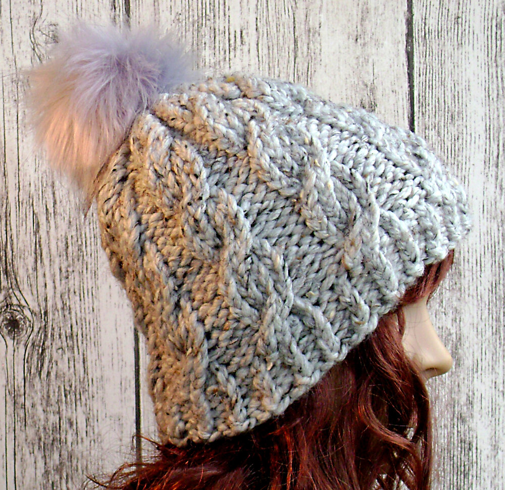 Twisted Cables Knit Pattern Women's Hat