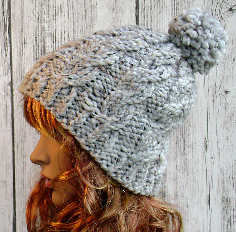 Twisted Cables Knit Pattern Women's Hat