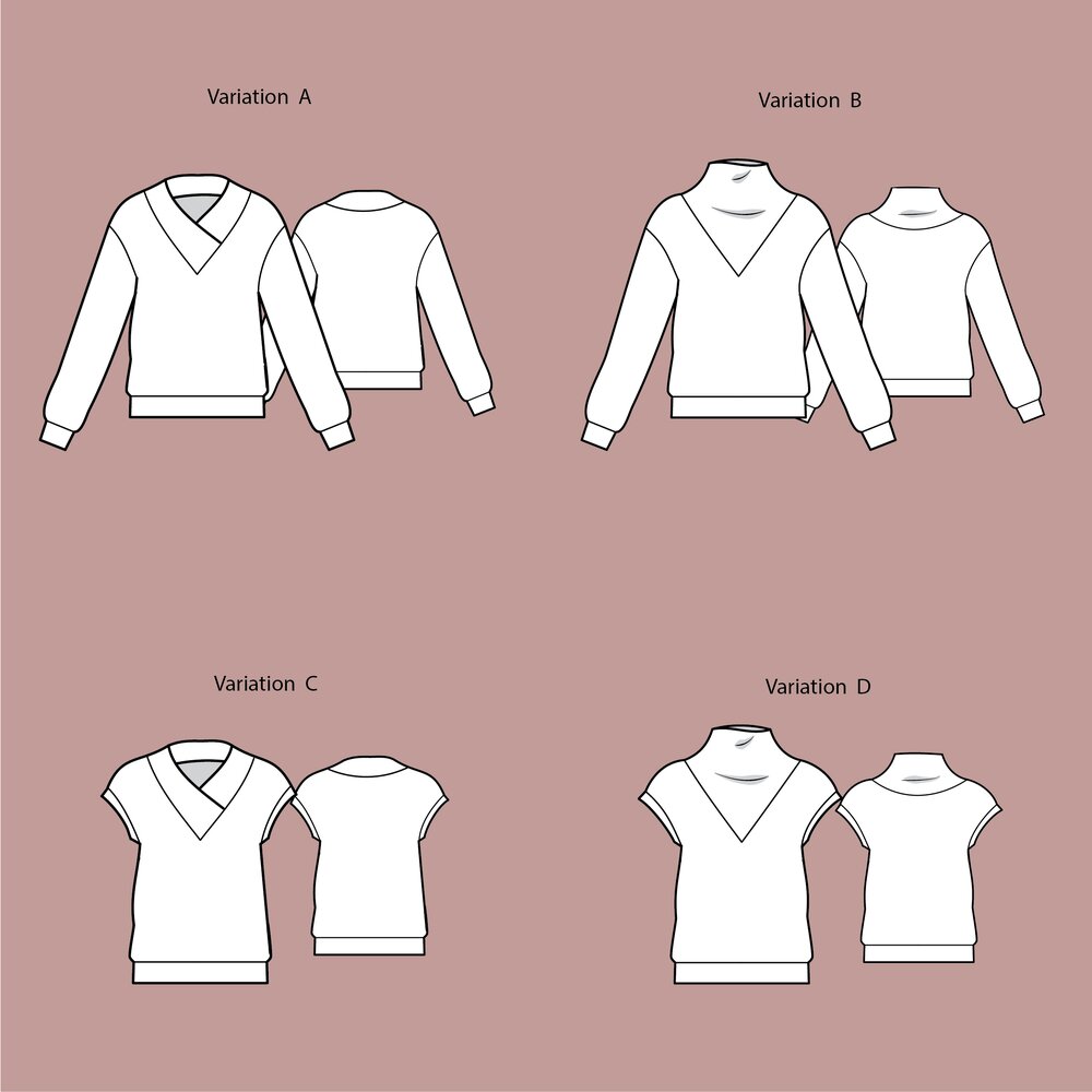 Sweatshirt/ Jumper/ Vneck top/ Vest sewing pattern LIA