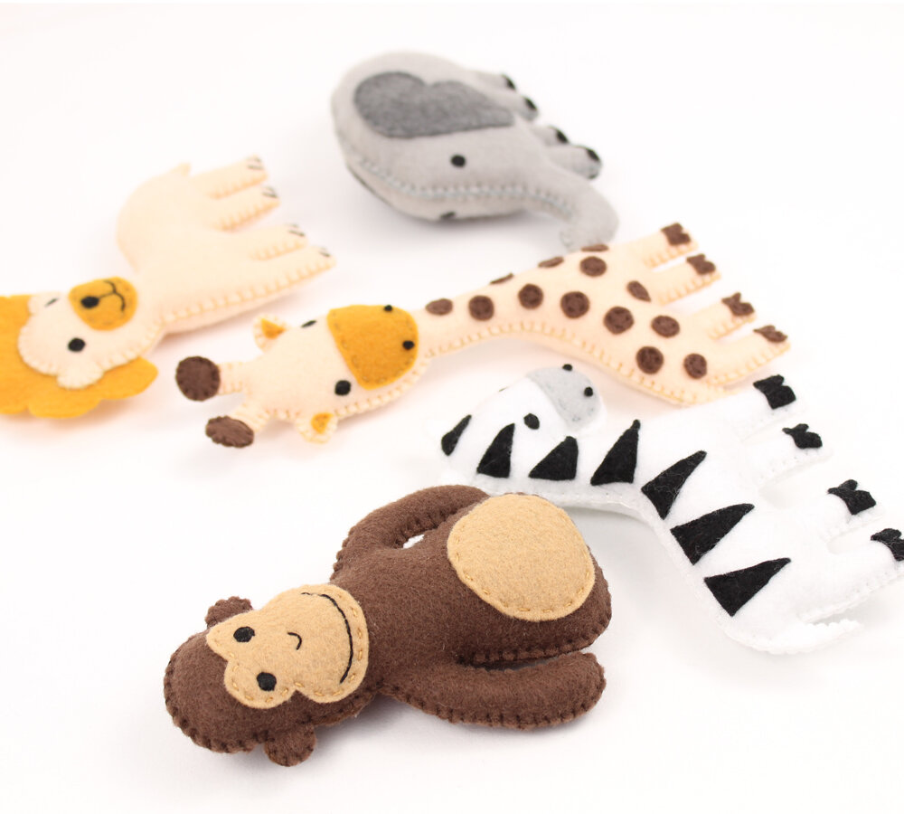 Mini Jungle Animal Felt Hand Sewing Patterns