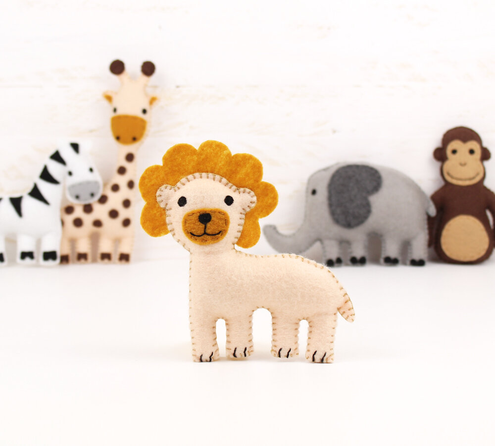 Mini Jungle Animal Felt Hand Sewing Patterns