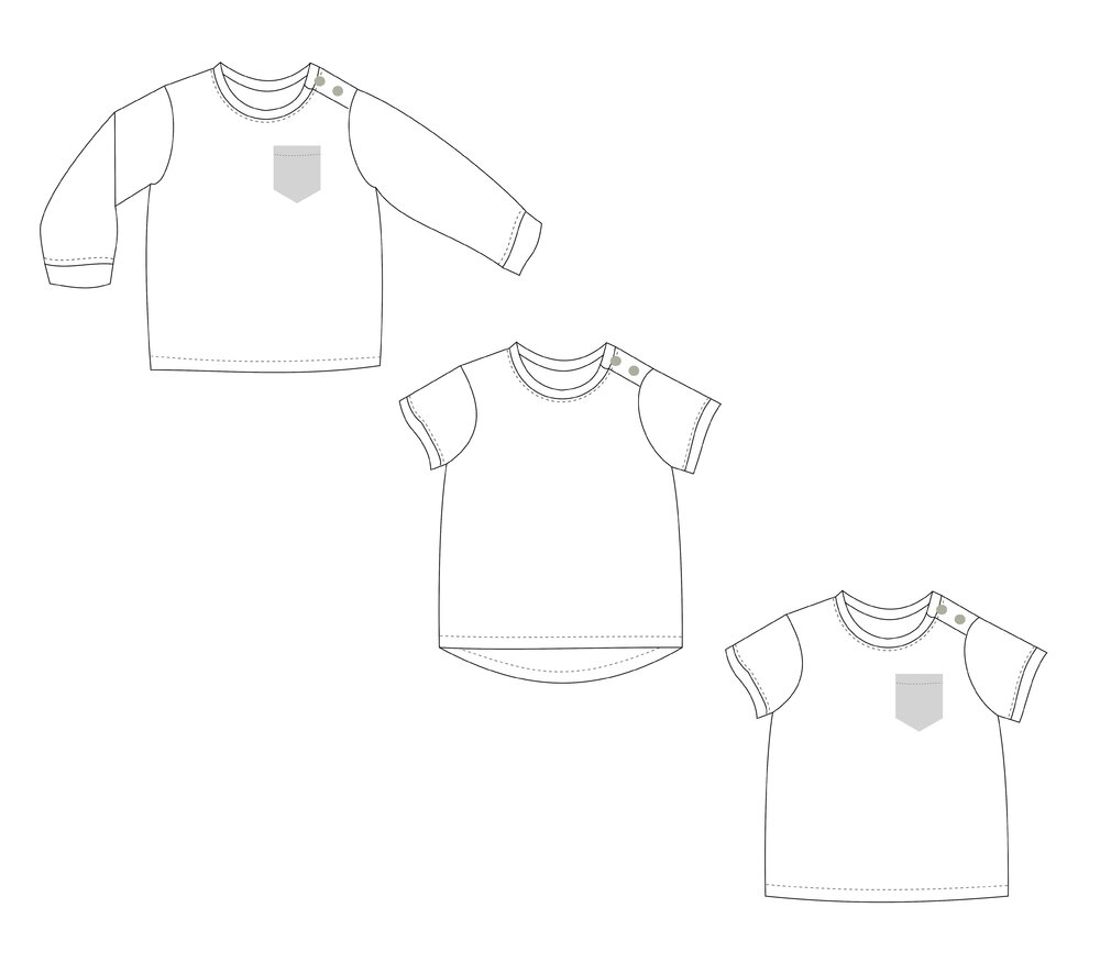 Baby basic t shirt sewing pattern