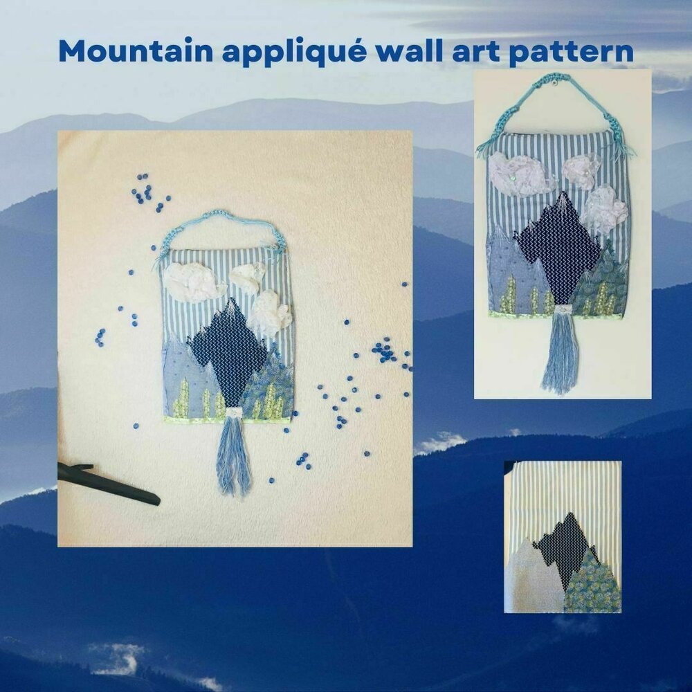 Mountain Waterfall Wall Hanging, appliqué sewing pattern,