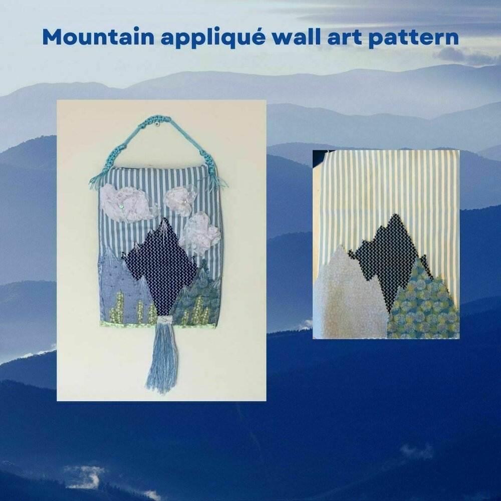Mountain Waterfall Wall Hanging, appliqué sewing pattern,