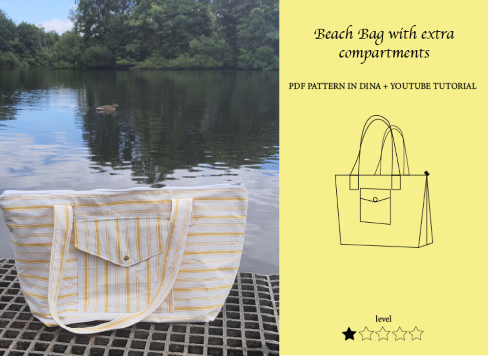 Beach Bag with extra Pockets// PDF DNA4/ +YouTube Video