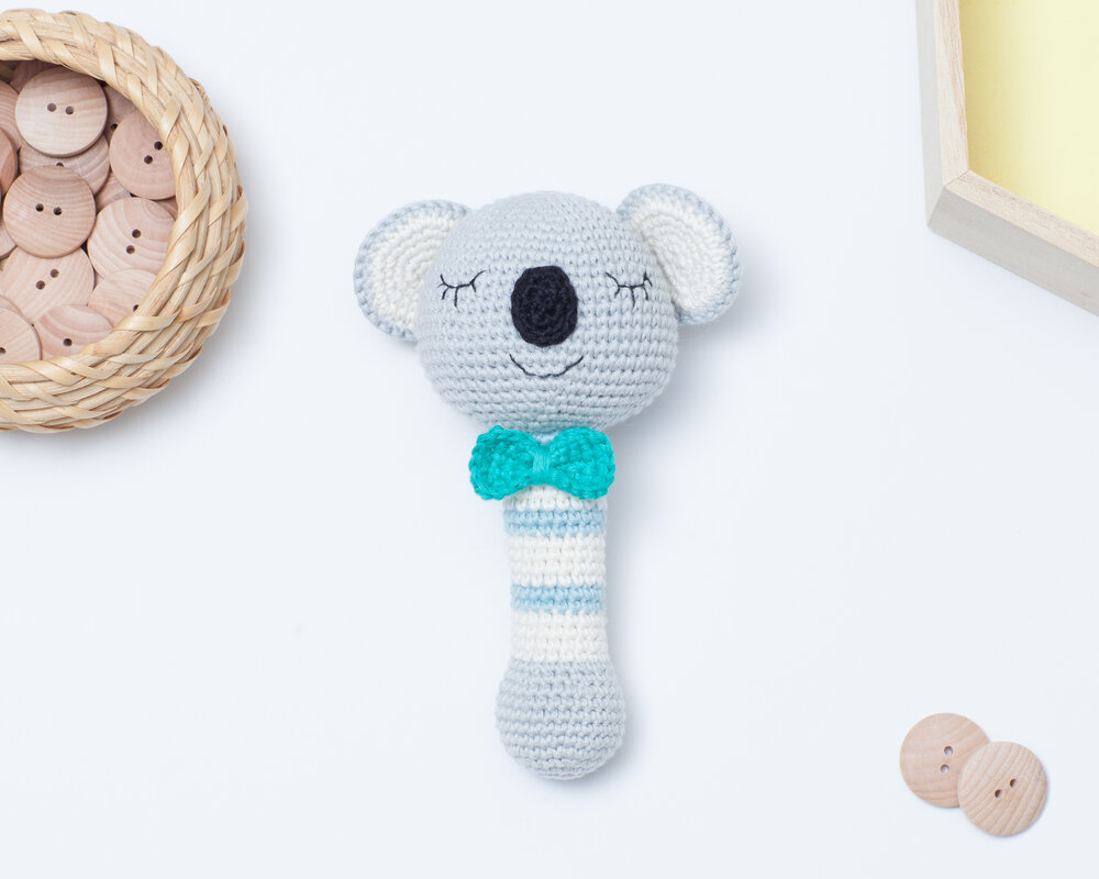 Koala baby rattle crochet pattern