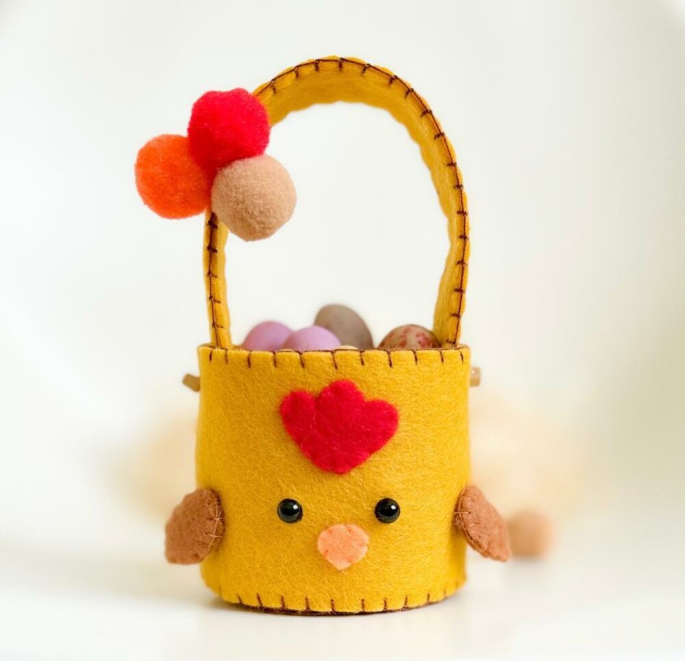 DIY Felt Easter chicken basket PDF Pattern