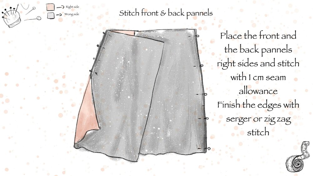 Wraparound -Wrap skirt - A4 PDF sewing pattern