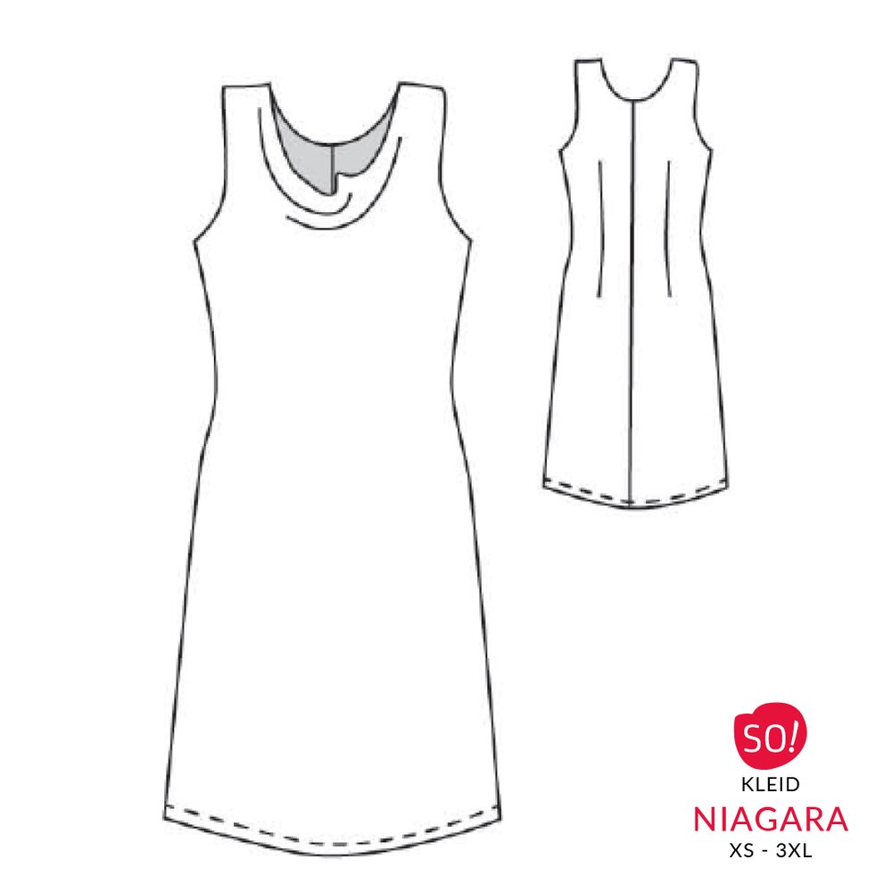Dress pattern NIAGARA (XS 3XL) with waterfall neck