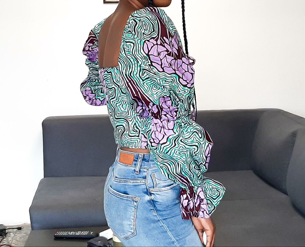 Milkmaid puff sleeves crop top sewing PDF pattern