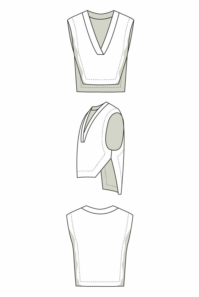 Sweater vest sewing pattern for ladies, XSXXXL
