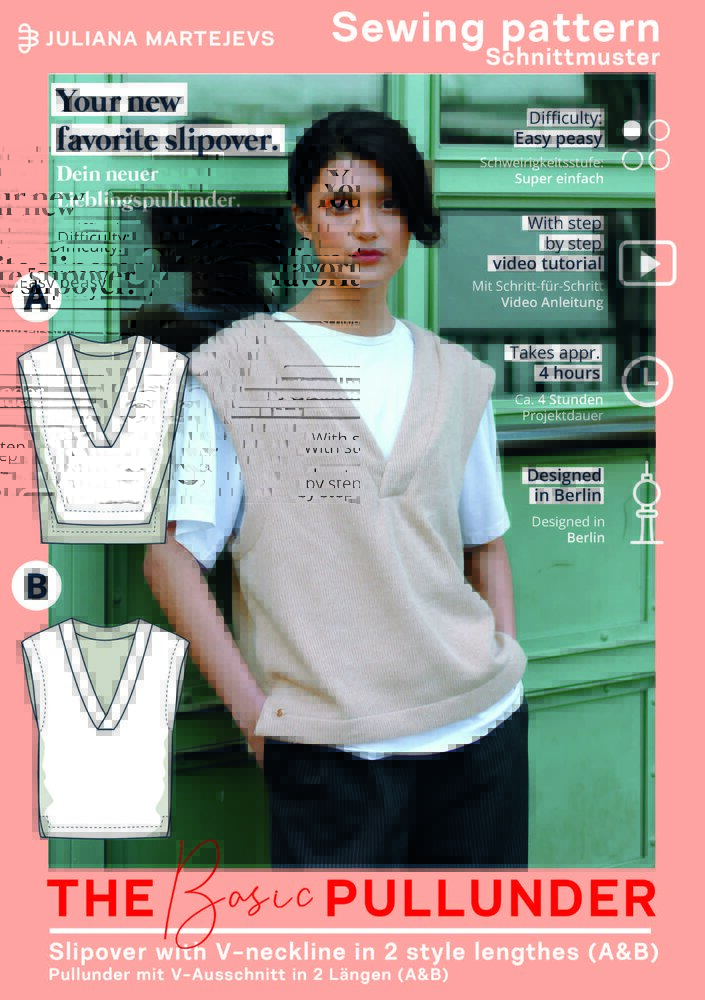 Sweater vest sewing pattern for ladies, XSXXXL