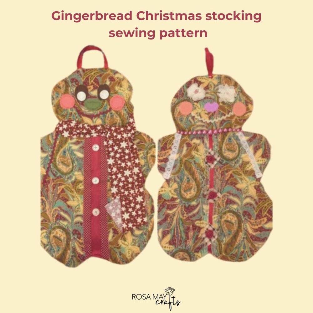 Ginger Bread stocking wall hanging sewing pattern
