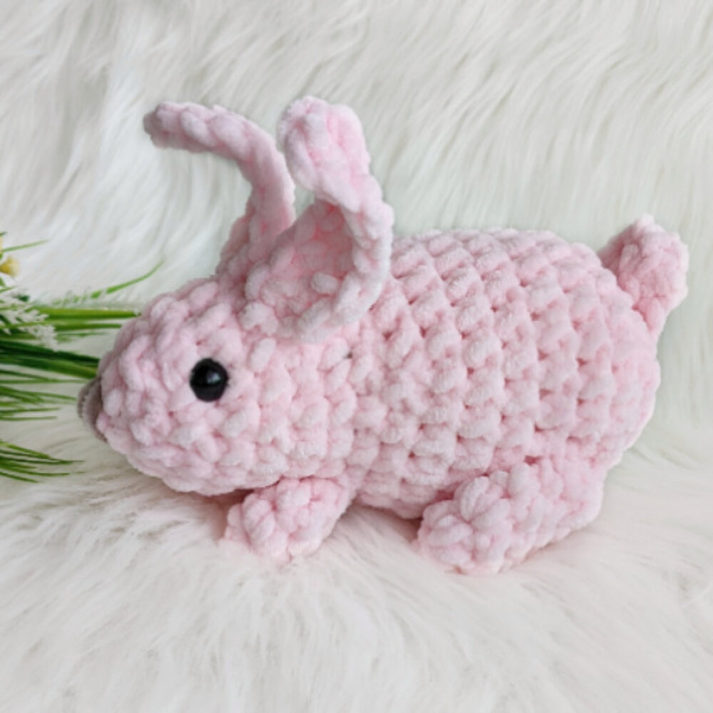 Crochet plush bunny pattern, amigurumi stuffed rabbit
