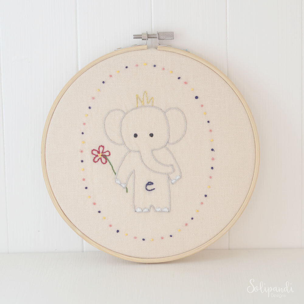 Little Elephant, hand embroidery PDF pattern & instructions
