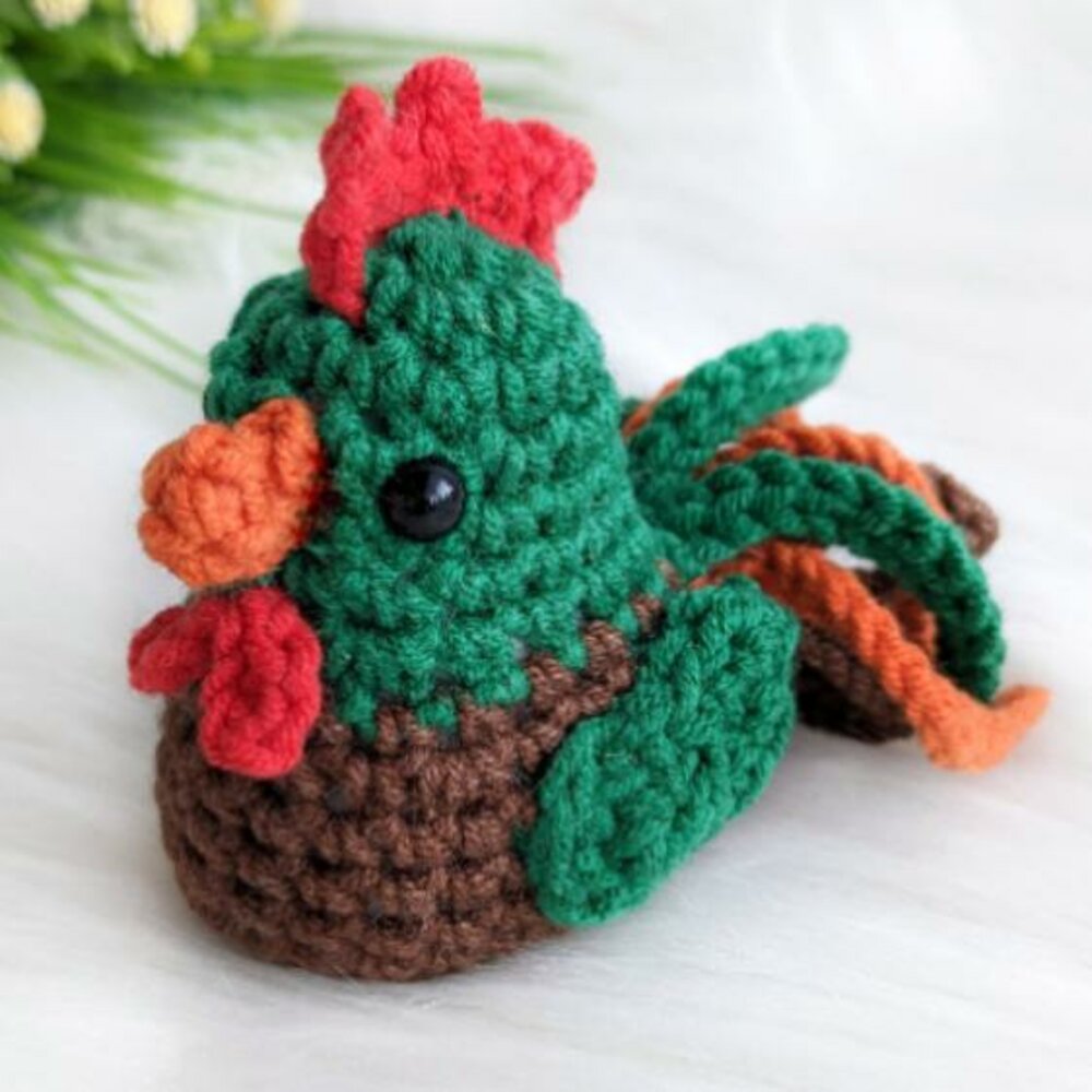 Rooster amigurumi pattern, crochet chicken, bird crochet