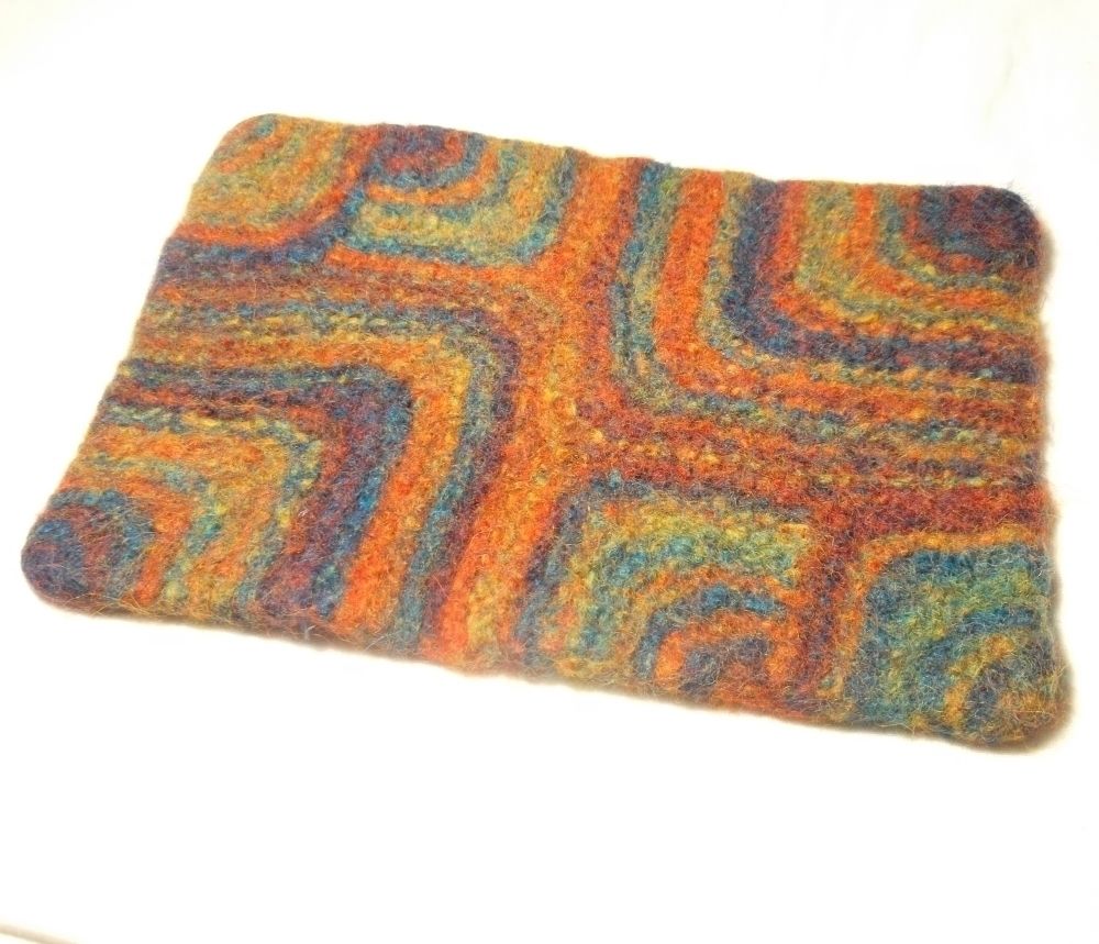Rainbow Squares Place Mat knitting Pattern