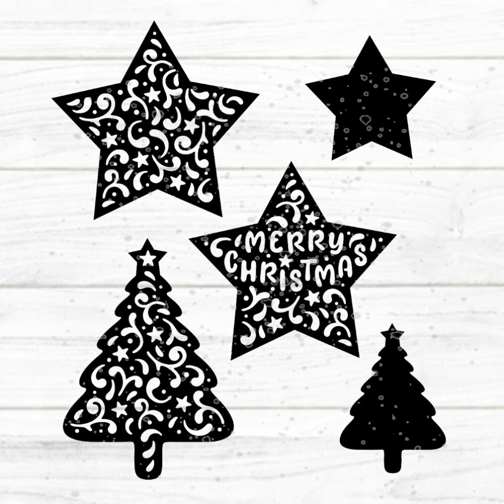 Stars Christmas tree Cutting file SVG DXF FCM